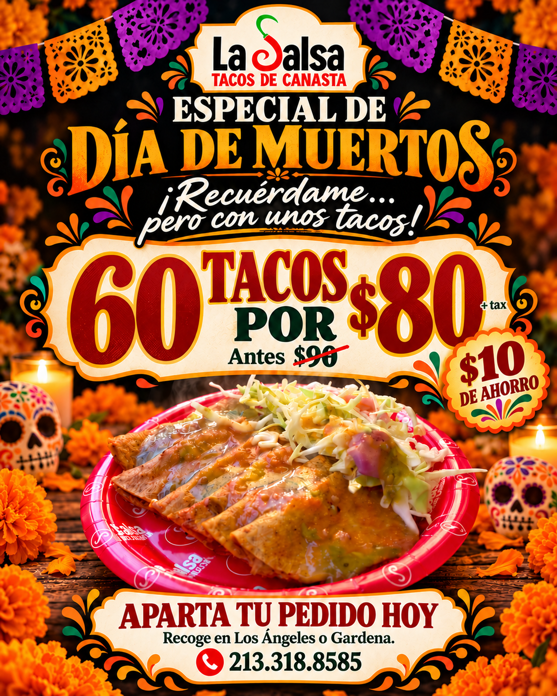 60 tacos por $80 — Especial Día de Muertos